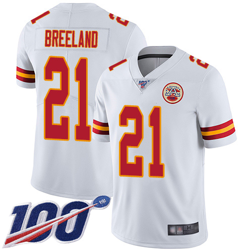 Youth Kansas City Chiefs #21 Breeland Bashaud White Vapor Untouchable Limited Player 100th Season Football Nike NFL Jersey->youth nfl jersey->Youth Jersey